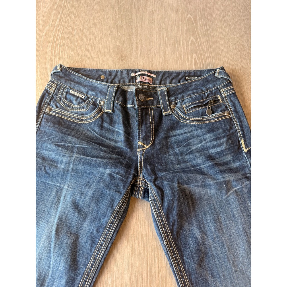 Re Rock for Express Barely Boot Jeans Dark Wash Contrast Stitch Low Rise 12